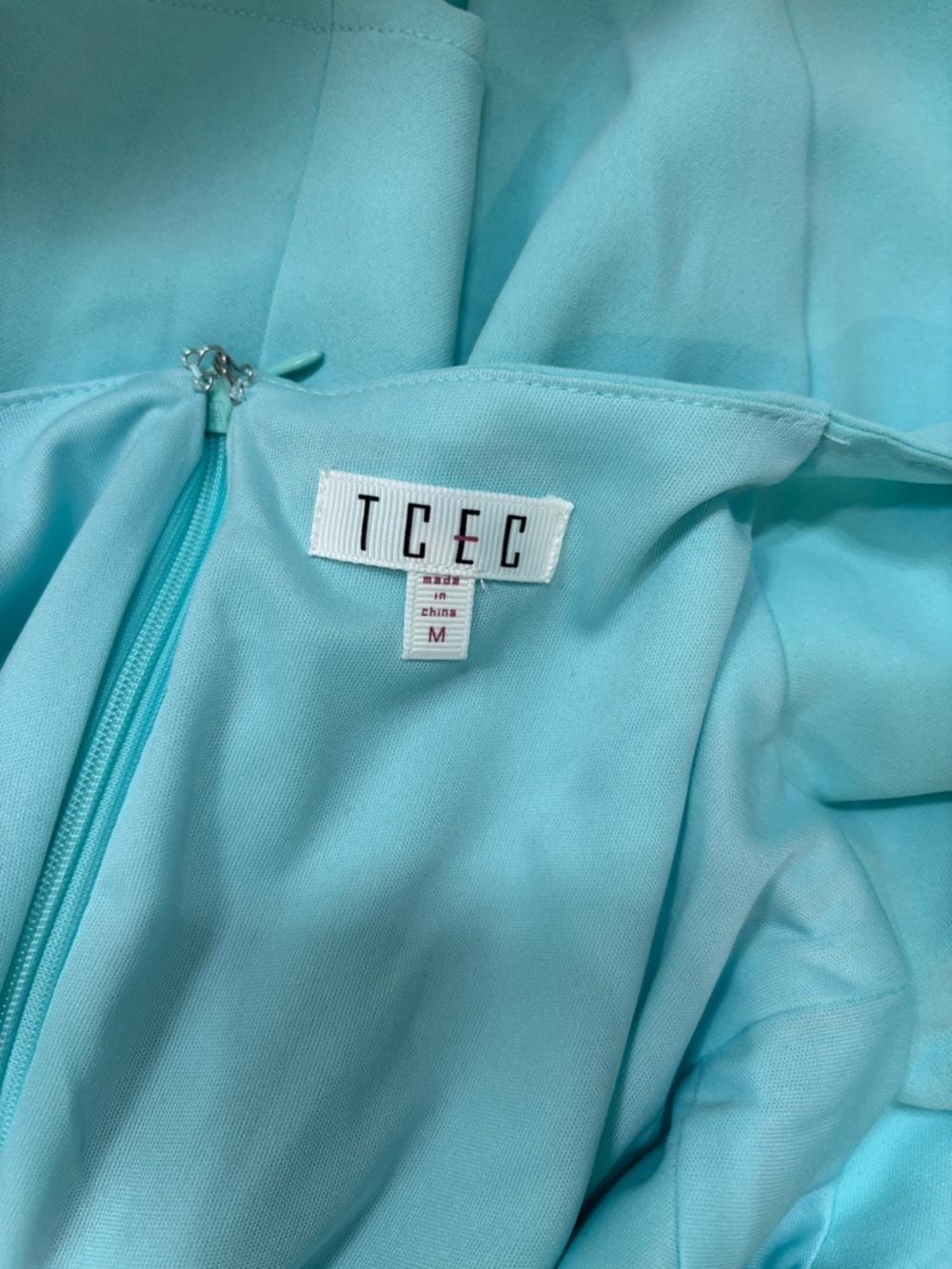 TCEC Aqua Ruffle-Shoulder Mini Dress - Picture 2 of 4